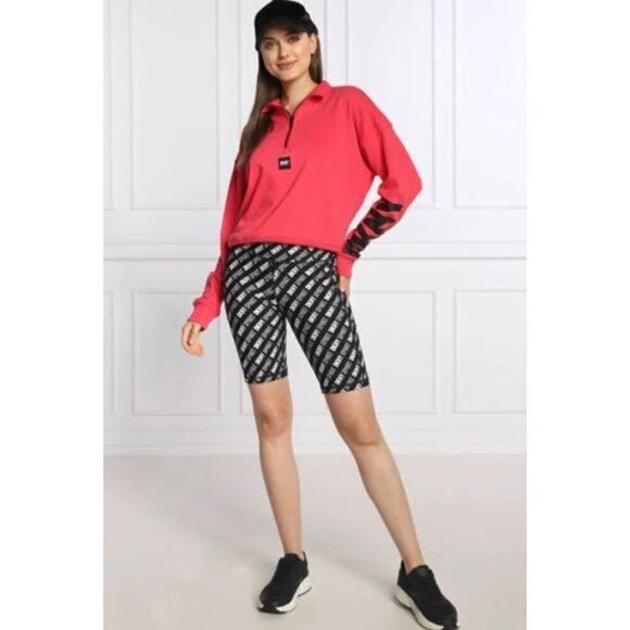 DKNY SPORT - NWT - L Sz XS High-Waist Logo Cycling Shorts. Slim Fit w/Pockets - Picture 2 of 16